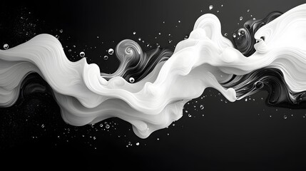 Poster - Abstract Black and White Backgrounds. Fluid forms intertwine in a captivating monochrome dance. Black and white swirl seamlessly, creating an elegant and dynamic visual.