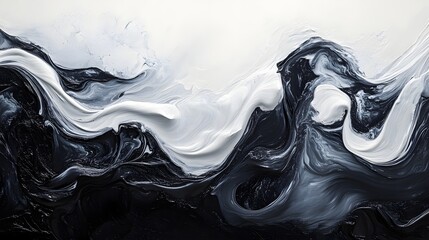 Aufkleber - Abstract Black and White Backgrounds. Abstract artwork featuring dynamic black and white waves. A mesmerizing visual of flowing paint.