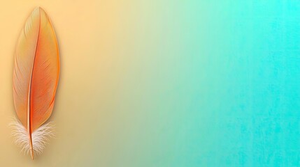 Poster - Feather abstract background concept. A vibrant feather set against a soft gradient background, evoking calm and creativity.