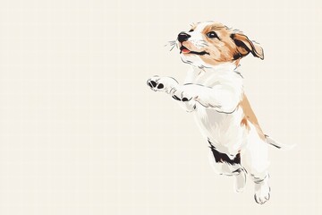 Poster - Joyful puppy jumping with excitement in a playful moment capturing pure happiness and energy. Generative AI