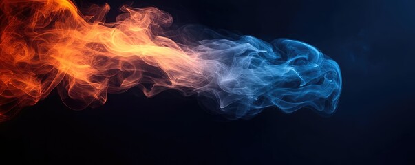 Poster - Smoke abstract background idea. Dynamic swirling smoke in vivid orange and blue tones creates a captivating visual.