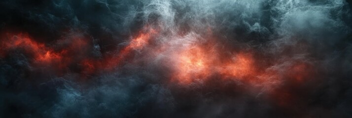 Poster - Dark Smoke Clouds with Red Light Effect in the Background Creating an Atmospheric Scene Perfect for Creative Projects and Design Use