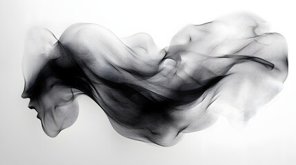 Poster - abstract black and white backgrounds. abstract grayscale artwork depicting a flowing veil resembling
