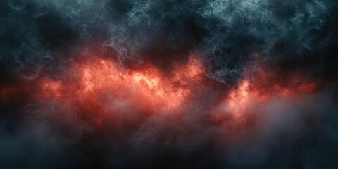 Wall Mural - Dark Smoke Clouds with Red Light Illuminating Background After a Dramatic Visual Event