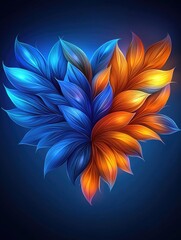Poster - Vibrant heart-shaped leaves design abstract art digital illustration colorful background visual aesthetics