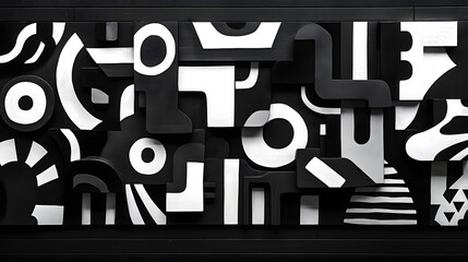 Aufkleber - Abstract Black and White Backgrounds. Stylish black and white geometric wall art, featuring abstract shapes and patterns. A modern and contemporary design piece.