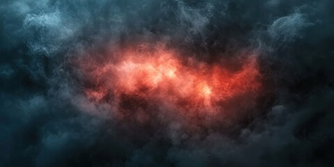 Poster - Dark Smoke Clouds with Red Light Background for Dramatic and Mysterious Atmosphere in Digital Art and Design Projects