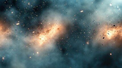 Poster - Ethereal Background of Smoke Clouds and Fire Particles Creating a Dramatic Atmosphere in the Aft View of the Scene