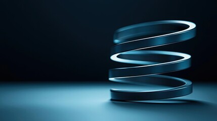 Poster - Smoke abstract background idea. A sleek, modern coil spring on a dark background highlighting its smooth design.