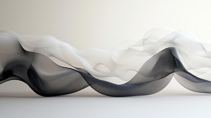 Poster - Smoke abstract background idea. Abstract waves of black and white fabric create a smooth, elegant design for backgrounds.