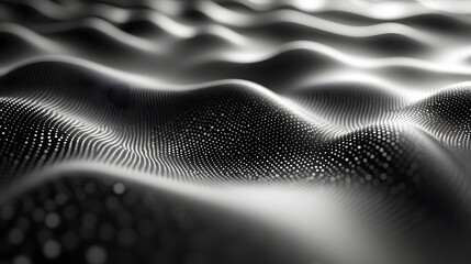 Poster - Abstract Black and White Backgrounds. Abstract grayscale image of undulating digital landscape. Stylish, contemporary design.