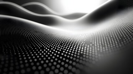 Poster - Abstract Black and White Backgrounds. Abstract grayscale image featuring a wave-like pattern created from dots. Modern and elegant design.