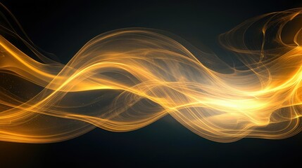 Poster - Smoke abstract background idea. Abstract golden wave of light flowing smoothly against a dark background.