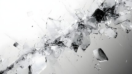 Poster - Abstract Black and White Backgrounds. Abstract image of shattered ice pieces against a gradient background, showcasing a dynamic interplay of light and shadow.