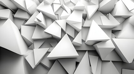 Leinwandbilder - Abstract Black and White Backgrounds. Image showcases an abstract 3D rendering of numerous white triangles creating a complex, textured composition.