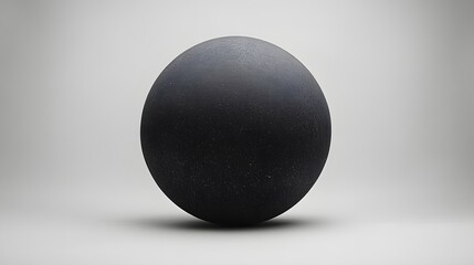 Poster - Abstract Black and White Backgrounds. A dark, textured sphere against a light grey background. Minimalist and abstract.