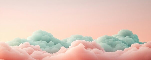 Poster - Minimal skies idea. Serene clouds create a dreamy atmosphere in pastel colors of pink and blue.