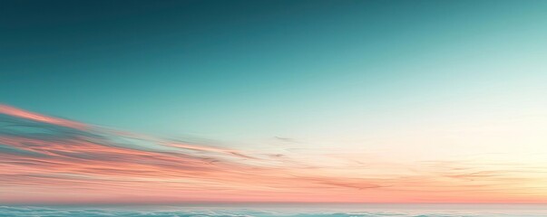 Poster - Minimal skies concept. A serene sunset with pastel colors blending into the evening sky over a tranquil horizon.