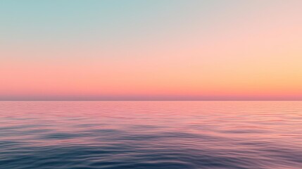 Poster - Minimal skies concept. A serene view of the calm ocean reflecting the pastel colors of a sunset sky.