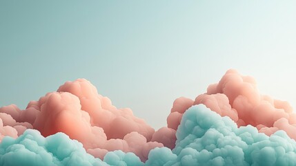 Aufkleber - Minimal skies idea. Soft pastel clouds gently float against a serene sky, creating a tranquil atmosphere.