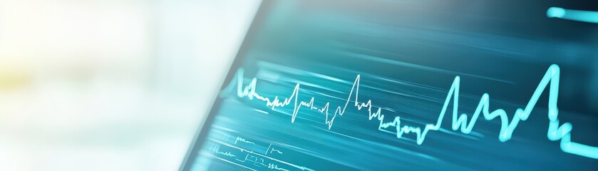Poster - laptop heartbeat monitor, blending technology and healthcare visualization