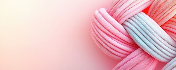 Poster - Soft abstract background idea. An abstract image showcasing intertwined pastel-colored ropes on a soft gradient background.