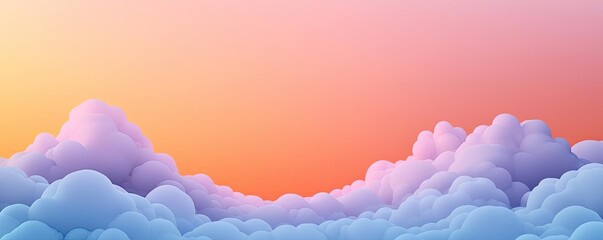 Aufkleber - Minimal skies concept. A serene sunset sky filled with fluffy clouds showcasing vibrant pastel colors.