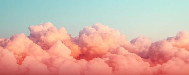 Poster - Minimal skies concept. Beautiful pink clouds under a serene blue sky create a calming atmosphere.