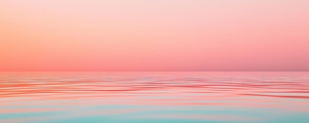Poster - Minimal skies concept. Serene ocean view with gentle waves under a pastel sunset sky, perfect for relaxation.