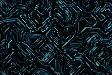 abstract close-up of a glowing blue digital circuit board, showcasing intricate connections and tech
