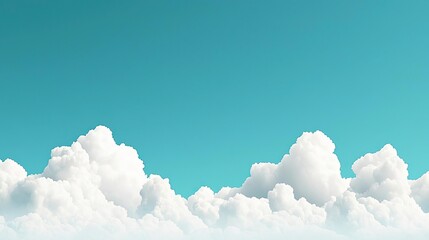 Aufkleber - Minimal skies concept. Serene blue sky with fluffy white clouds, perfect for relaxation and tranquility.