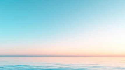 Poster - Minimal skies concept. Serene ocean view at sunset, blending soft colors of blue and pink in the horizon.