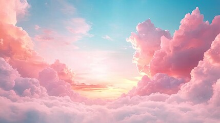 Poster - Minimal skies concept. A vibrant sunset view with pink and blue clouds over a serene sky.