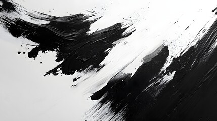 Aufkleber - Abstract Black and White Backgrounds. Bold black and white brushstrokes create a dynamic abstract painting. The contrast is striking.