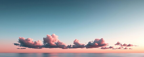 Poster - Minimal skies idea. Serene sunset over calm waters with soft clouds and pastel colors reflecting in the sky.