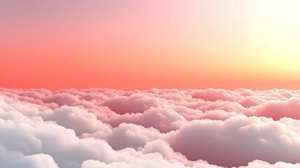 Poster - Minimal skies concept. Serene sunset above soft clouds, creating a peaceful and dreamy atmosphere.