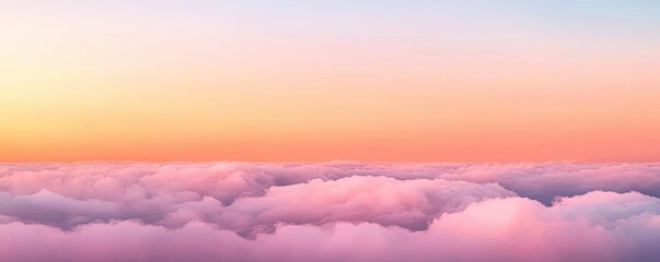 Aufkleber - Minimal skies idea. A serene view of soft clouds illuminated by a vibrant sunset glow.