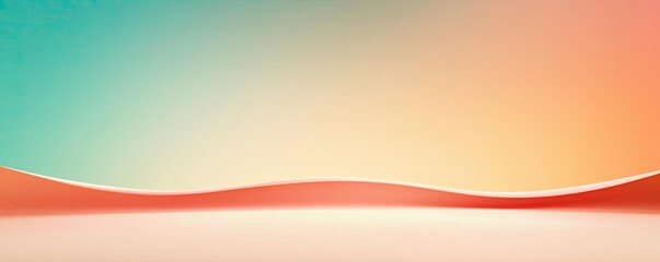 Aufkleber - Minimal skies idea. Abstract gradient background with smooth waves in calming turquoise and orange hues.