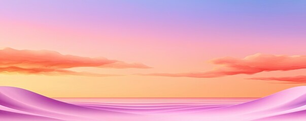 Poster - Minimal skies concept. A vibrant sunset with soft pink and purple hues blending in the sky over calm waters.