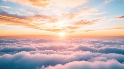 Poster - Minimal skies idea. A breathtaking sunrise above the clouds, casting vibrant colors and creating tranquility.