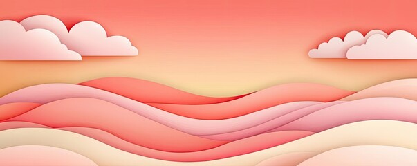 Poster - Minimal skies idea. A serene landscape with soft layers in warm pastel tones, evoking calmness and creativity.