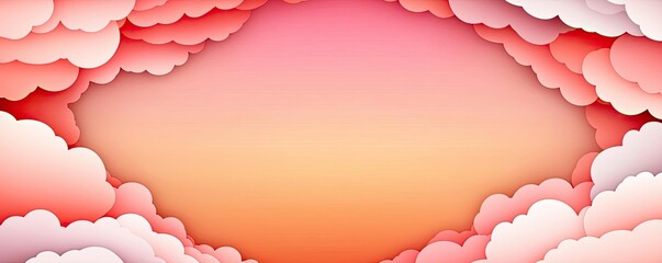 Aufkleber - Minimal skies idea. A vibrant illustration of fluffy clouds with a warm gradient background.