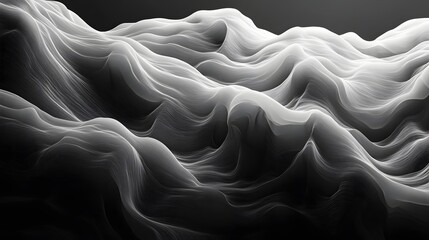 Poster - Abstract Black and White Backgrounds. Abstract grayscale image depicting flowing hills. Serene, minimalist, and elegant design.