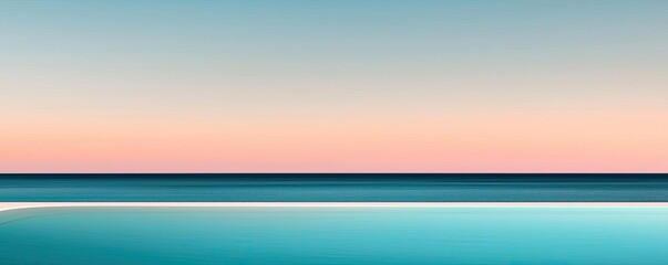 Poster - Minimal skies concept. Tranquil ocean view with soft hues, perfect for relaxation and meditation.