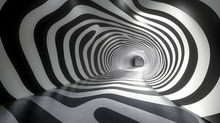Poster - Abstract Black and White Backgrounds. A mesmerizing image of a swirling black and white tunnel creating an optical illusion of depth and movement.