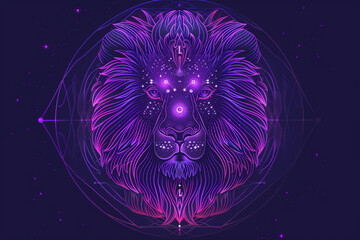 Wall Mural - astrological abstract composition with concept of leo zodiac sign symbol, abstract vivid composition