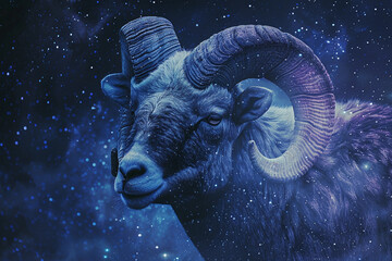 Wall Mural - astrological abstract composition with concept of aries zodiac sign symbol, abstract vivid compositi