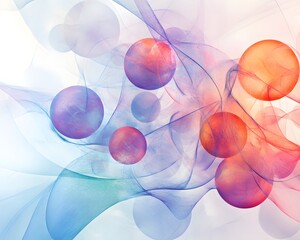 Poster - An abstract illustration showcasing colorful orbs and flowing lines, creating a sense of movement and depth. Ideal for backgrounds, digital designs, and creative projects.