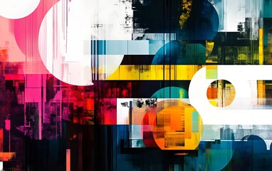 Poster - An abstract design featuring bold colors and geometric shapes