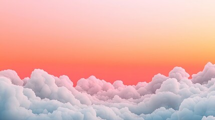 Poster - Minimal skies idea. A serene view of soft clouds against a pastel sunset sky, evoking calm and tranquility.